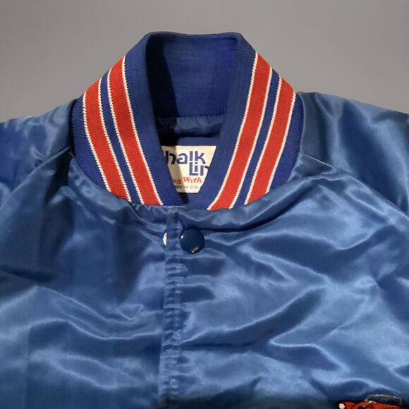 Vintage Chalk Line Studabaker's Atlanta GA Car Blue/Red Satin Jacket Sz Small - Picture 5 of 16